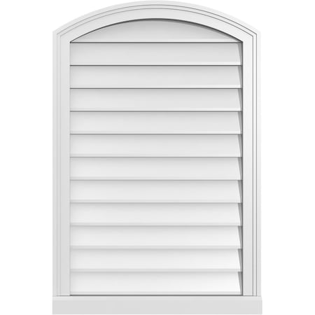 Ekena Millwork Arch Top Surface Mount PVC Gable Vent: Functional, w/ 2"W x 2"P Brickmould Sill Frame, 24"W x 36"H GVPAR24X3603SF